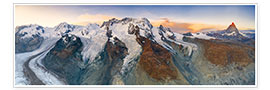 Póster  Monte Rosa, Lyskamm, Matterhorn, Zermatt, Suíça - Roberto Sysa Moiola
