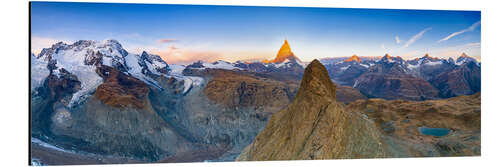 Stampa su alluminio Breithorn e Matterhorn picchi al tramonto, Zermatt, Svizzera