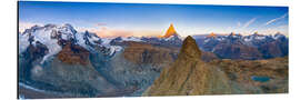 Aluminium print Breithorn and  Matterhorn peaks at sunset, Zermatt, Switzerland