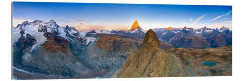 Gallery Print Breithorn- und Matterhorngipfel bei Sonnenuntergang, Zermatt, Schweiz