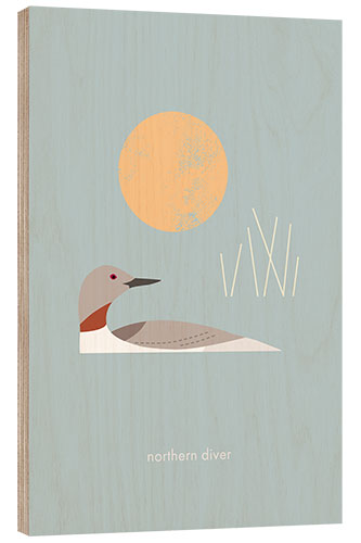 Wood print Northern Diver