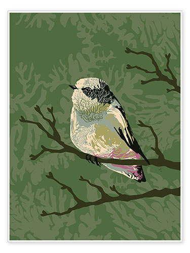 Poster Bird in the summer forest