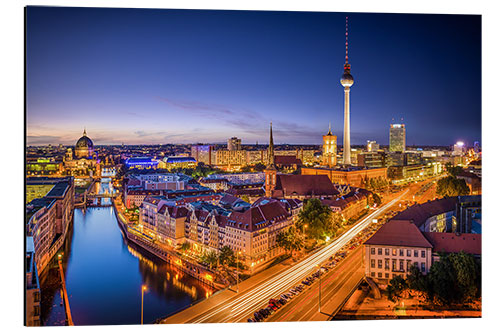 Obraz na aluminium Berlin: View of the Spree and the television tower at night