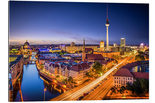 Gallery print Berlin: View of the Spree and the television tower at night