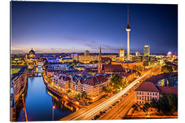 Gallery Print Berlin: Blick auf Spree und Fernsehturm bei Nacht