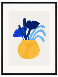 Gerahmter Kunstdruck Blue Plant Yellow Pot