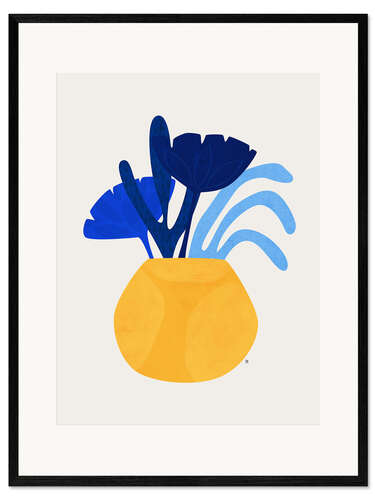 Framed art print Blue Plant Yellow Pot