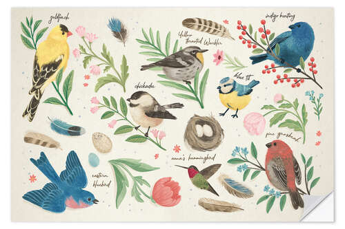 Selvklebende plakat Bird study