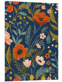 Foam board print Blue botanical pattern