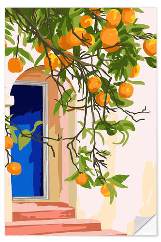 Selvklæbende plakat The Orange Tree in front of the Door