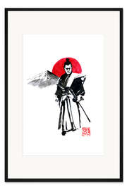 Gerahmter Kunstdruck Rote Sonne und Fuji