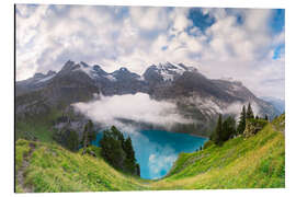 Aluminium print Panoramic of lake Oeschinensee, Bernese Oberland, Switzerland