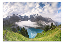 Poster Panorama des Oeschinensees, Berner Oberland, Schweiz