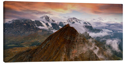 Lerretsbilde Jungfrau Mountains at sunset, Bernese Oberland, Switzerland