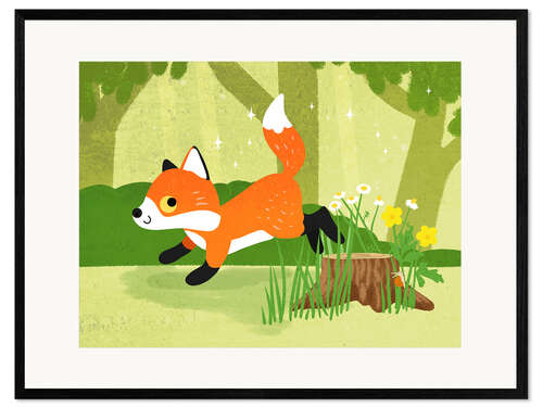 Kehystetty taidepainatus Little fox