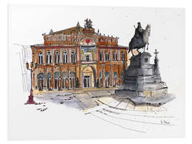Hartschaumbild Semperoper mit Reiterstandbild, Dresden