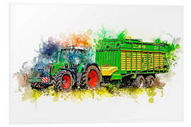 Foam board print Tractor with harvest wagon