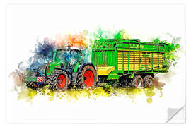 Wall sticker Tractor with harvest wagon