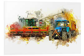 Foam board print Combine harvester at harvest