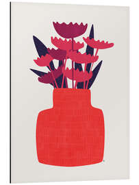 Aluminium print Pink Flowers Red Vase