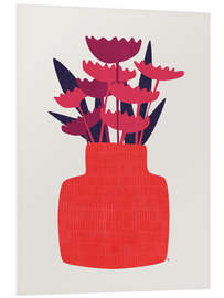 Foam board print Pink Flowers Red Vase