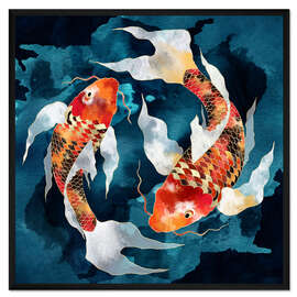 Gerahmter Kunstdruck Metallische Koi II