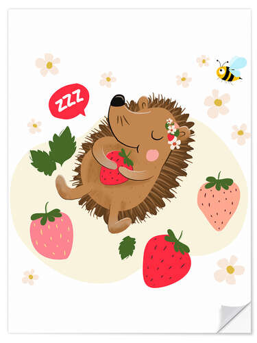 Självhäftande poster Strawberry hedgehog