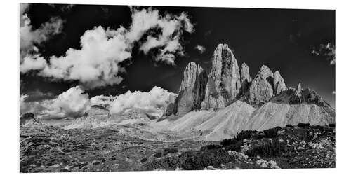 Foam board print The three peaks in black and white