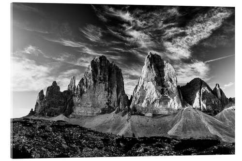 Stampa su vetro acrilico Dolomiti in bianco e nero