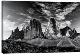 Leinwandbild Dolomiten in schwarz-weiß