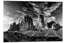 Foam board print Dolomites in black and white