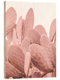 Wood print Pink Cactus