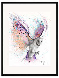 Gerahmter Kunstdruck Leuchtende Mond-Eule