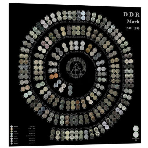 Foam board print GDR Mark Spiral: Nighttime colors (German)