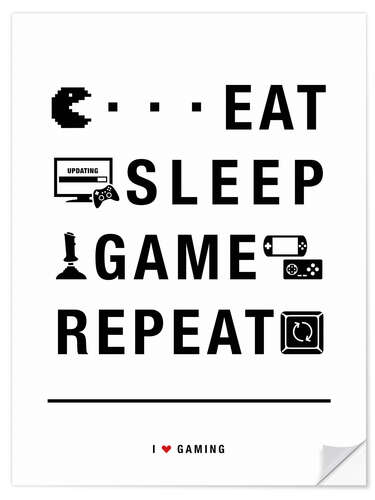 Vinilo para la pared Eat sleep game repeat