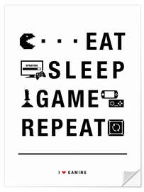 Wandsticker Eat sleep game repeat