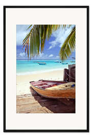 Gerahmter Kunstdruck Boot am Ufer, Barbados