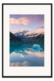 Gerahmter Kunstdruck Sonnenuntergang am Mount Cook, Neuseeland