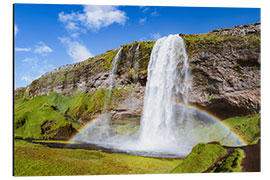 Tableau en aluminium Cascade et arc-en-ciel, Islande