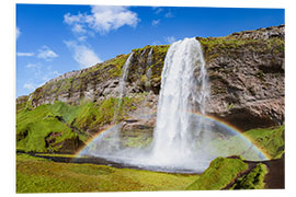 Foam board print Waterfall and rainbow, Iceland