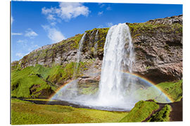 Gallery print Waterfall and rainbow, Iceland