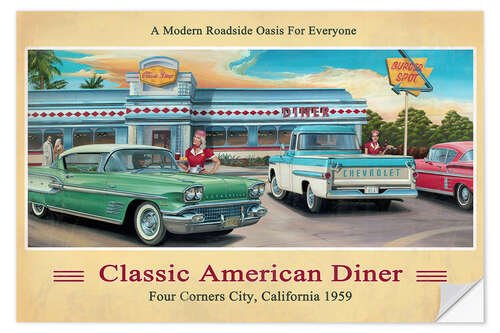 Selvklebende plakat American Diner