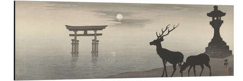 Aluminiumtavla Deer, stone lantern and torii