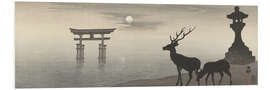 Foam board print Deer, stone lantern and torii