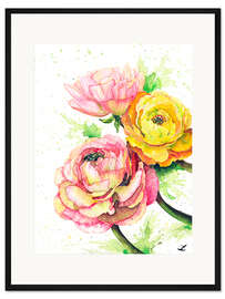 Gerahmter Kunstdruck Ranunkelblüten