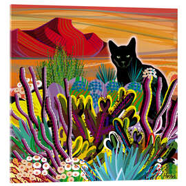 Acrylic print Cat in Desert Garden