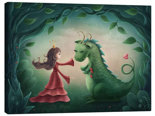 Canvas-taulu Girl with little dragon