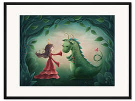 Gerahmter Kunstdruck Mädchen mit kleinem Drachen