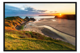 Gerahmter Kunstdruck Sonnenuntergang in Wales
