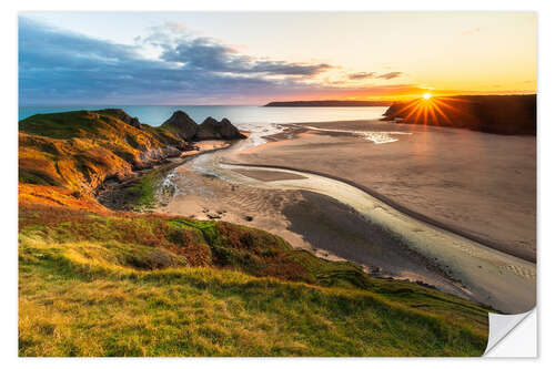 Selvklebende plakat Sunset in wales